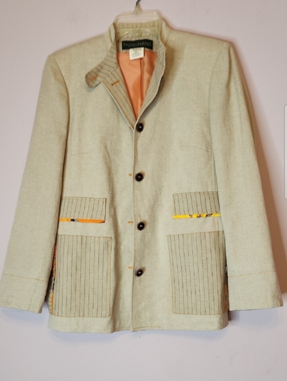 HARVE BENARD Linen Blend Blazer, Beige, size 8